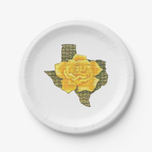 Geweldige gele roos van de Texas Pattern-bloem Papieren Bordje (Voorkant)
