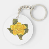 Geweldige gele roos van de Texas Pattern-bloem Sleutelhanger (Achterkant)