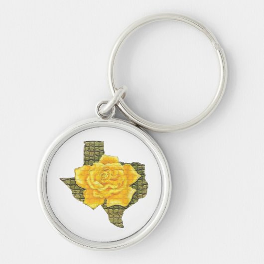 Geweldige gele roos van de Texas Pattern-bloem Sleutelhanger (Voorkant)