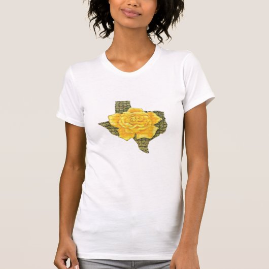 Geweldige gele roos van de Texas Pattern-bloem T-shirt (Voorkant)