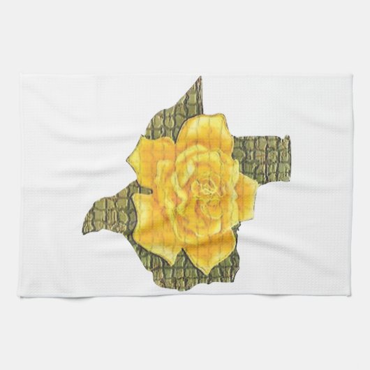 Geweldige gele roos van de Texas Pattern-bloem Theedoek (Horizontaal)