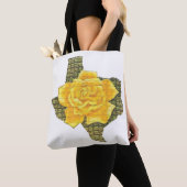 Geweldige gele roos van de Texas Pattern-bloem Tote Bag (Dichtbij)