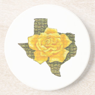 Geweldige gele roos van de Texas Pattern-bloem Zandsteen Onderzetter