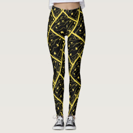 Geweldige Gele Universum Abstracte Print Leggings