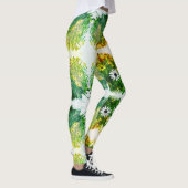 Geweldige Gele Witte Bloemen Broek Leggings (Rechts)