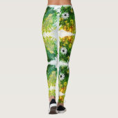 Geweldige Gele Witte Bloemen Broek Leggings (Achterkant)