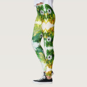 Geweldige Gele Witte Bloemen Broek Leggings (Links)