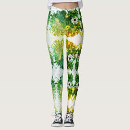 Geweldige Gele Witte Bloemen Leggings