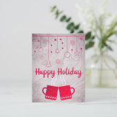 Geweldige, Geweldige, roze kerstbeker van Tea Feestdagenkaart (Staand voorkant)