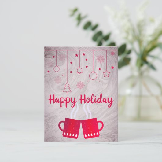 Geweldige, Geweldige, roze kerstbeker van Tea Feestdagenkaart (Staand voorkant)