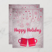 Geweldige, Geweldige, roze kerstbeker van Tea Feestdagenkaart (Voorkant / Achterkant)