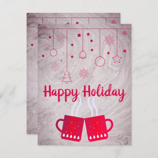 Geweldige, Geweldige, roze kerstbeker van Tea Feestdagenkaart (Voorkant / Achterkant)