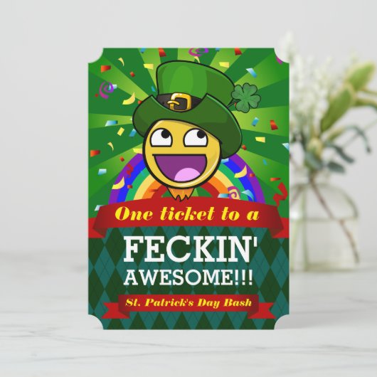 Geweldige gezicht St. Patrick's Day Party Uitnodig Kaart (Staand voorkant)