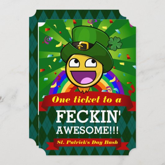 Geweldige gezicht St. Patrick's Day Party Uitnodig Kaart (Voorkant / Achterkant)