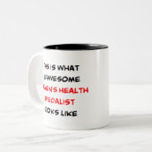 geweldige gezondheidsspecialist voor vrouwen tweekleurige koffiemok (Voorkant links)