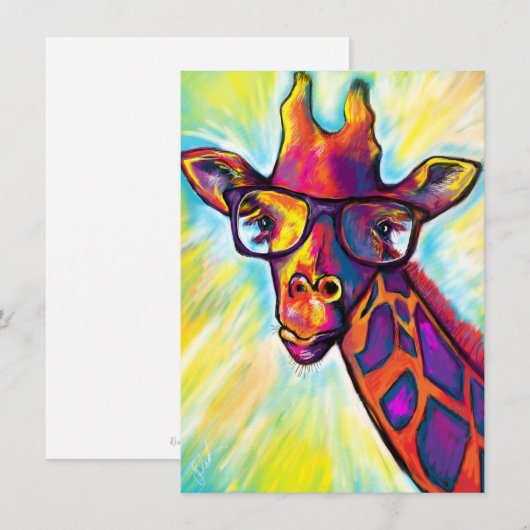 Geweldige Giraffe met bril - Blanco briefkaart (Voorkant / Achterkant)