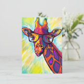 Geweldige Giraffe met bril - Blanco briefkaart (Staand voorkant)