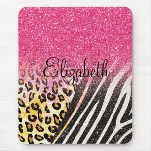 Geweldige girly trendy luipaarddruk, gestreepte muismat