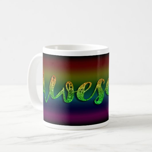 Geweldige Glitter Rainbow Statement Cute Fun Koffiemok (Voorkant links)