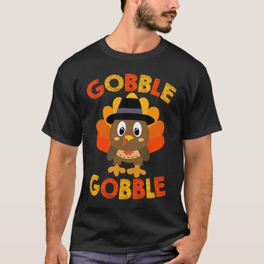 Geweldige Gobble Gobble Grappig Turkije Pilgrim Lo T-shirt (Voorkant)