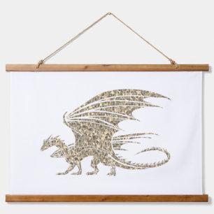Geweldige Golden Mosaic Dragon Hangend Wandkleed