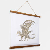 Geweldige Golden Mosaic Dragon Hangend Wandkleed (Gebogen)