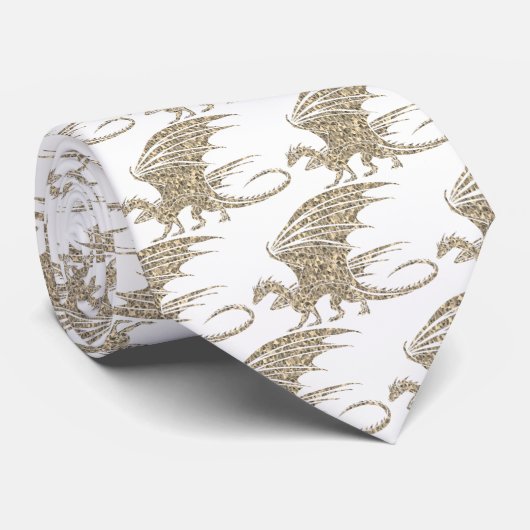 Geweldige Golden Mosaic Dragon Stropdas (Opgerold)