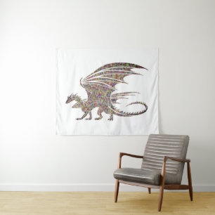 Geweldige Golden Mosaic Dragon Wandkleed