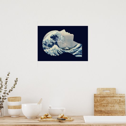 Geweldige golf, Hokusai Meets Fibonacci in Mijn ho Poster (Keuken)