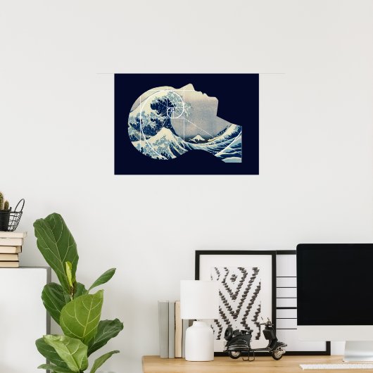 Geweldige golf, Hokusai Meets Fibonacci in Mijn ho Poster (Thuiskantoor)