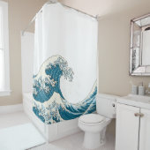Geweldige golf - lichtblauw douchegordijn (In situ)