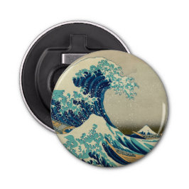 Geweldige golf van Kanagawa en Japanse kunst /Japa Button Flesopener