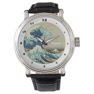 Geweldige golf van Kanagawa en Japanse kunst /Japa Horloge