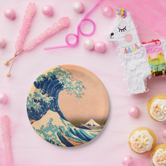 Geweldige golf van Kanagawa en Japanse kunst /Japa Papieren Bordje (Feest)