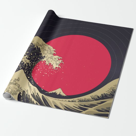 "Geweldige golf van kanagawa". Hokusai, Japanse go Cadeaupapier (Uitgerold)