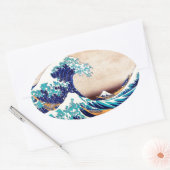 Geweldige golf van Kanagawa  Japanse afdrukkunst Ovale Sticker (Envelop)
