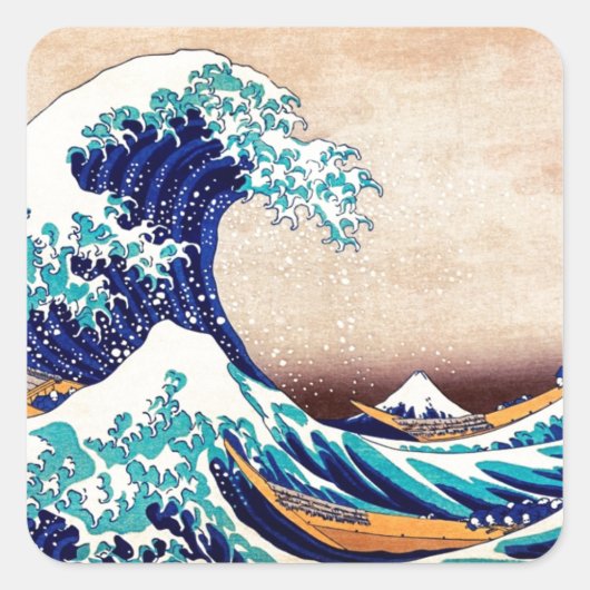 Geweldige golf van Kanagawa  Japanse afdrukkunst Vierkante Sticker (Voorkant)