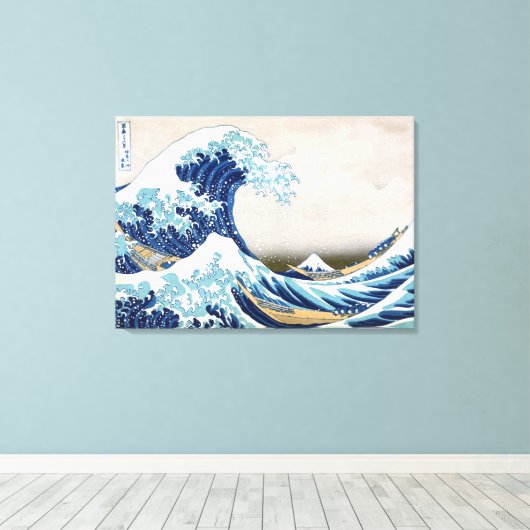 Geweldige golf van Kanagawa  Japanse boetes Canvas Afdruk (Insitu (Houten vloer))