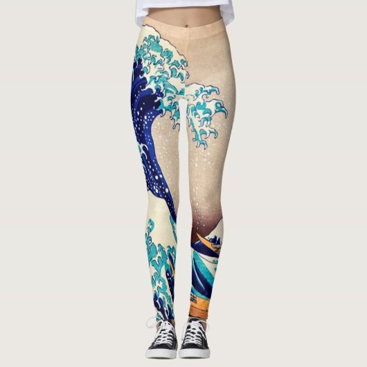 Geweldige golf van Kanagawa  Japanse kunst Leggings (Voorkant)