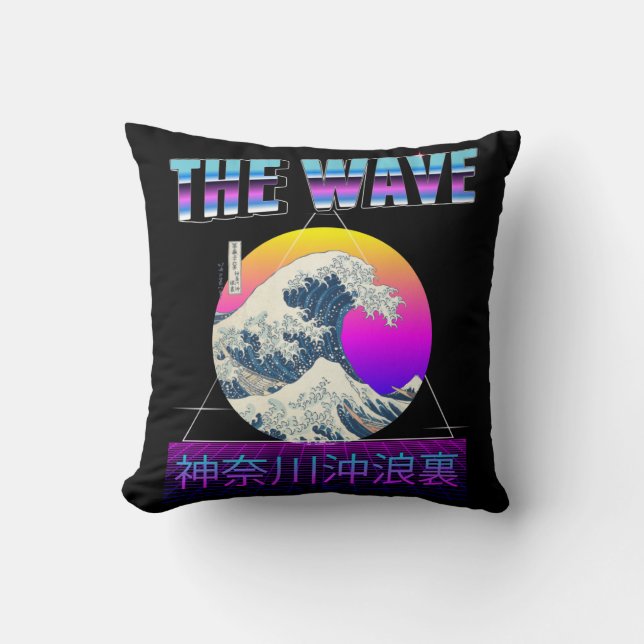 Geweldige golf van Kanagawa Retro Vaporwave Kussen (Voorkant)