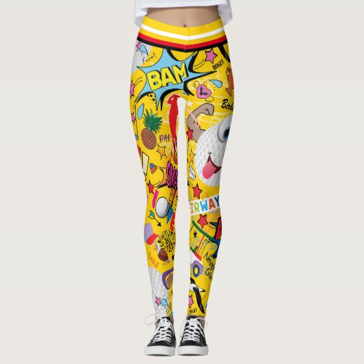⛳️ Geweldige golfmix geel 💛 Leggings (Voorkant)