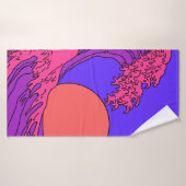 Geweldige golven in de Vaporwave Pop Art-stijl. Ui Badhanddoek (Badhanddoek)