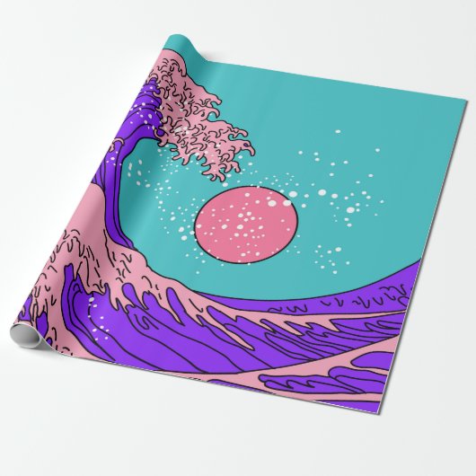 Geweldige golven in de Vaporwave Pop Art-stijl. Ui Cadeaupapier (Uitgerold)