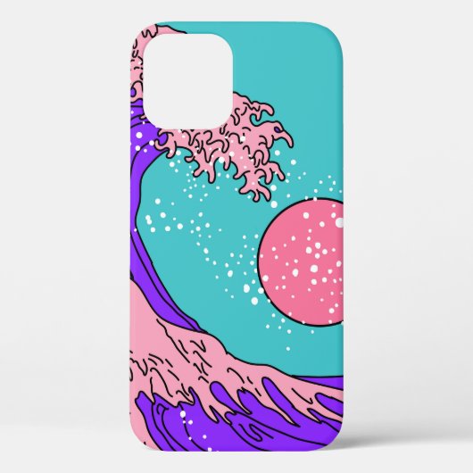 Geweldige golven in de Vaporwave Pop Art-stijl. Ui Case-Mate iPhone Case (Achterkant)