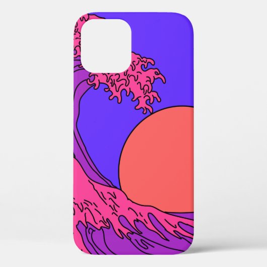 Geweldige golven in de Vaporwave Pop Art-stijl. Ui Case-Mate iPhone Case (Achterkant)