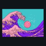 Geweldige golven in de Vaporwave Pop Art-stijl. Ui Poster<br><div class="desc">Geweldige golven in de Vaporwave Pop Art-stijl. Uitzicht op de grootste sprong op de oceaan. Stijlvolle illustratie van 19e-eeuwse Japanse gedrukte lijnkunst: golf,  damp,  japan,  kunst,  geweldig,  kunstwerk,  synthwave,  grafisch ontwerp,  hokusai,  achtergrond,  japans,  storm,  mooi,  crest,  decor,  minimalisme,  schilderij,  water,  azië,  groot,  ,  illustratie,  retro, </div>