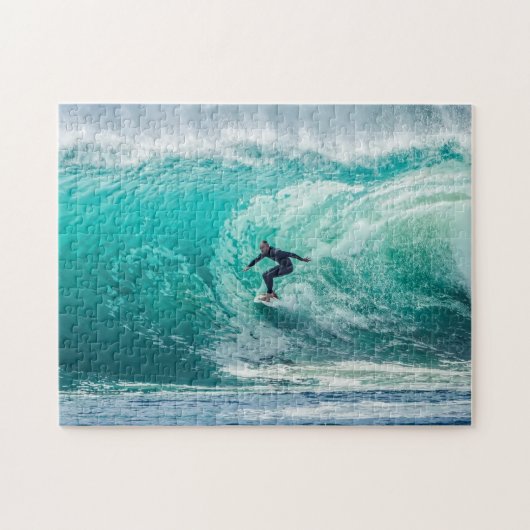 Geweldige golven met surfer legpuzzel (Horizontaal)