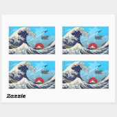 Geweldige golven rechthoekige sticker (Vel)