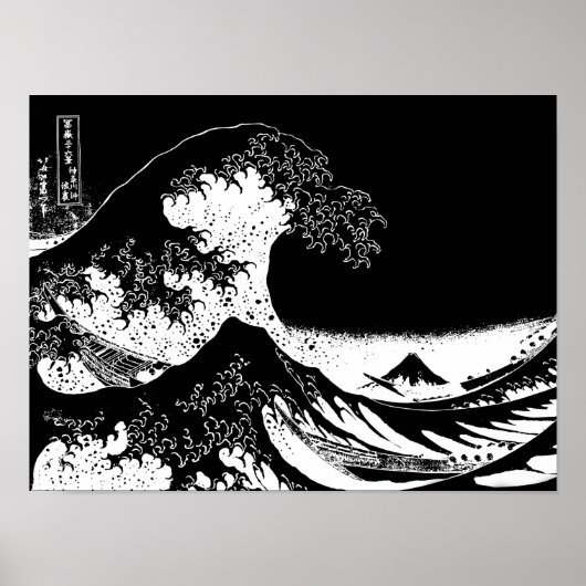 Geweldige golven van Kanagawa Black en White Poster (Voorkant)