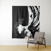 Geweldige golven van Kanagawa Black en White Wandkleed (In situ)